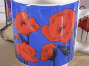 Wholesale poppy design porcelain mugs