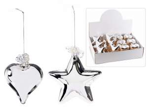 Wholesale glass heart star tree decorations