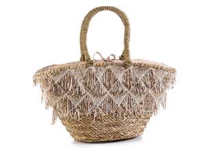 Wholesale women's straw sequin beach bag