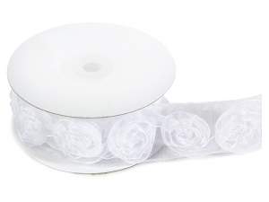 Wholesale white organdie ribbon rose