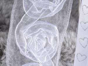 Wholesale white organdie ribbon rose