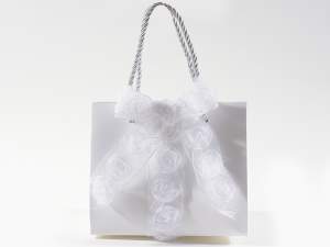 Wholesale white organdie ribbon rose