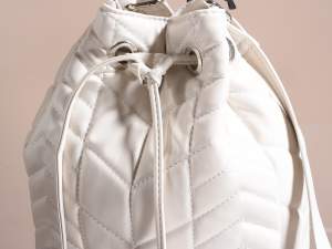White leatherette bucket bag wholesaler
