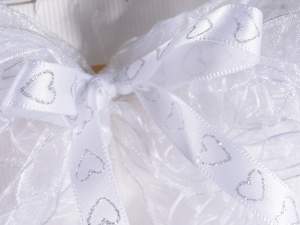 Wholesale satin ribbons gliettered heart