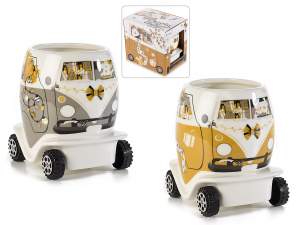 330ml porcelain cup with a toy car on wheels