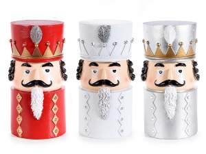 Nutcracker candle holder in colored resin with glitter