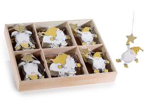 Display 48 wooden Christmas gnome decorations to hang