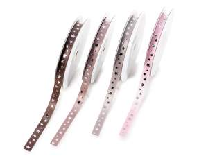 10mm satin ribbon with embossed silver stars
