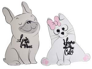 Cat and dog wood decorations