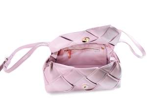 Pink leatherette woven bags wholesaler