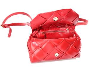 Wholesale red leatherette woven bags