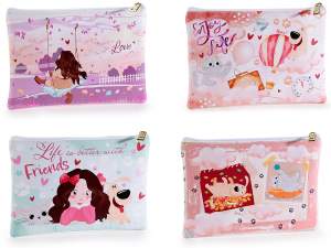 Pochette en similicuir avec fermeture éclair et imprimé