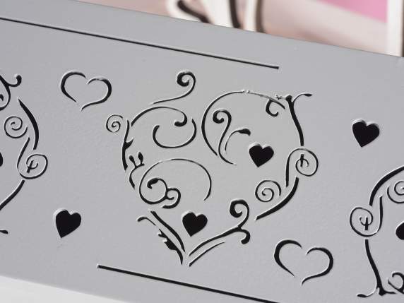 Cutie de ceai - condiment din lemn perforat cu inimă cu 3 co