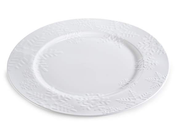 Serviciu de loc decorativ alb din plastic cu fulgi de nea