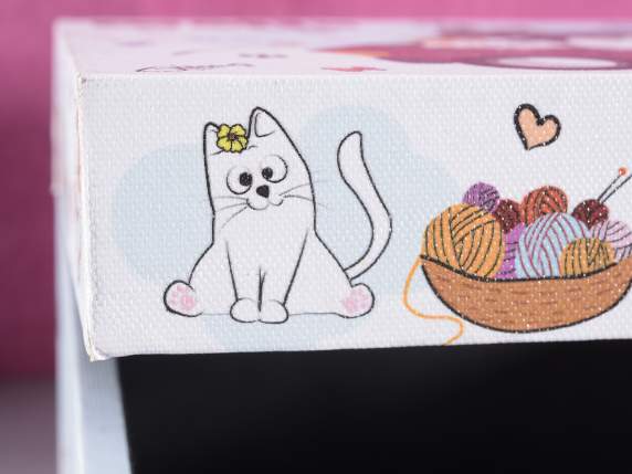 Set 2 cutii din lemn cu inchidere cu carlig Happy Cats