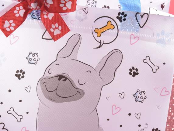 Non-woven bag with Happy cats-dogs print
