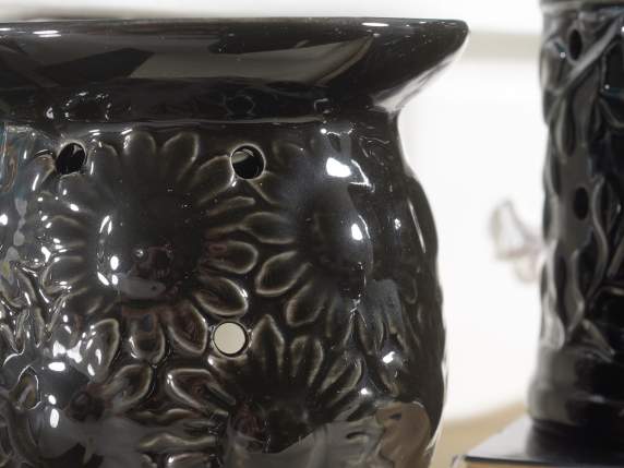 Esențe Burns din ceramică neagră cu decorațiuni în relief