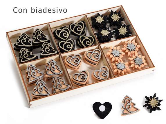 Display 72 de decoratiuni din lemn Black chic cu adeziv si