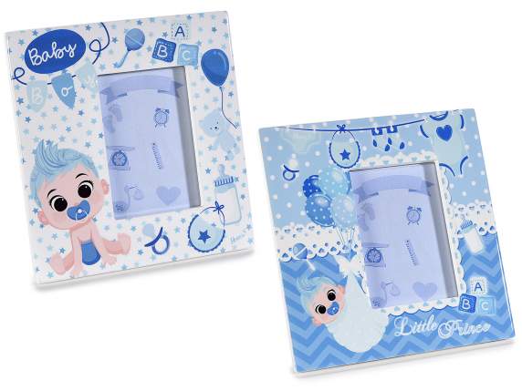 Glossy ceramic photo frame to rest Baby Boy