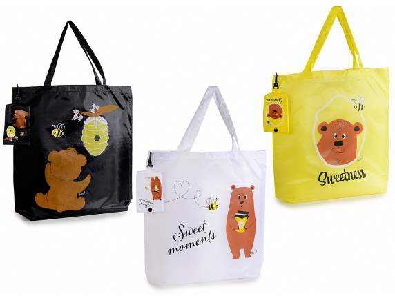 Bolsa de poliéster resellable con estampado Birba Bear