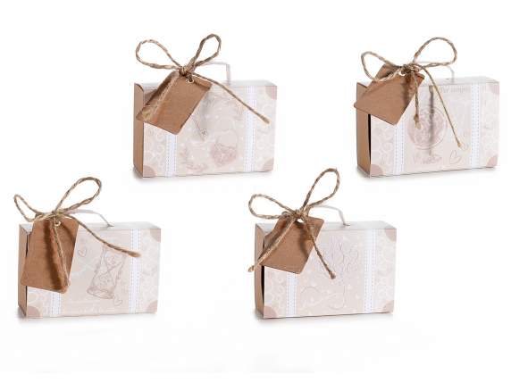 Paper suitcase box with Time Life decorations, tag and bow