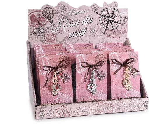 Charm - Breloc metalic Rosa dei Venti in card si display