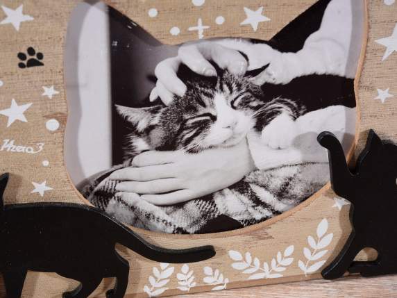 Caja de fotos de madera con 4 álbumes y adornos de gatos