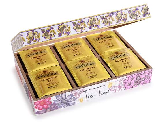 Caja de té de madera Foulard con 6 compartimentos