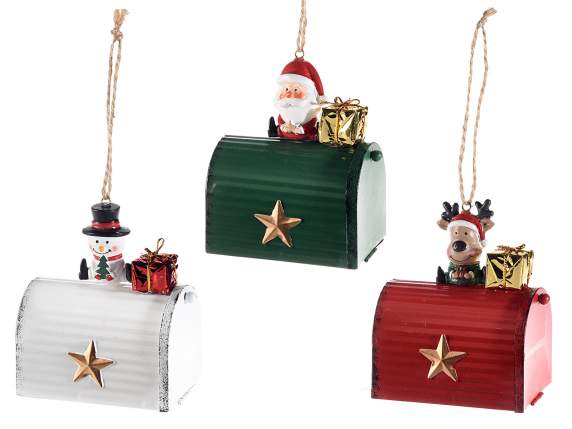 Portacartas de metal con personaje navideño para colgar