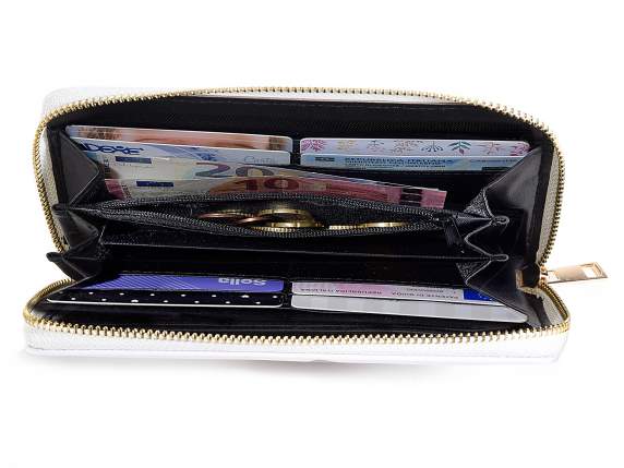 Cartera de mujer en piel sintética con cremallera y estampad