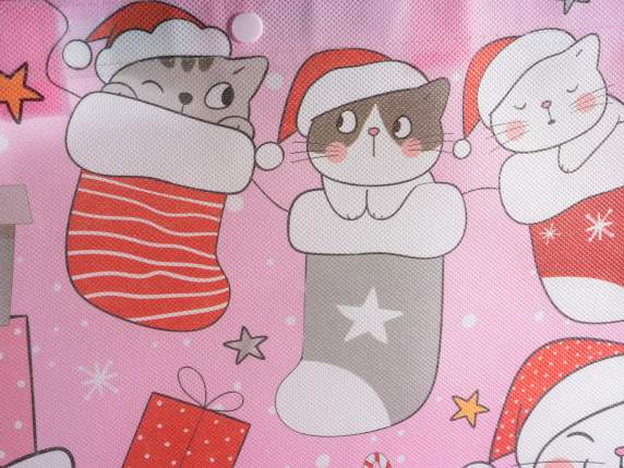 Non-woven bag with Meowy Xmas print