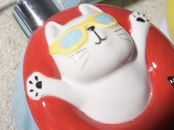 500ml Ceramic Soap Dispenser with Cat