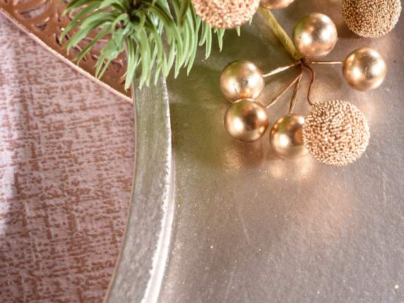 Decorative centerpiece tray in champagne colored wood