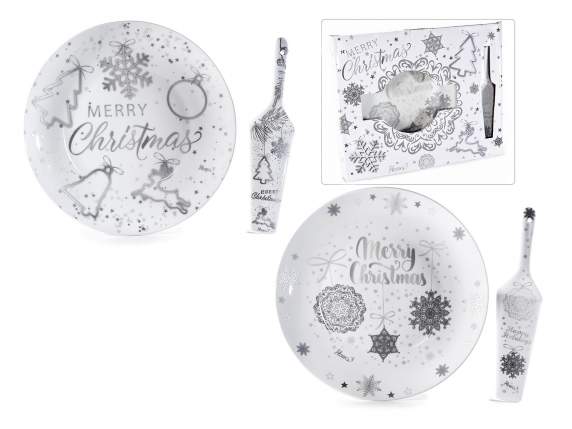 Porcelain plate and spoon set decorated in conf. gift
