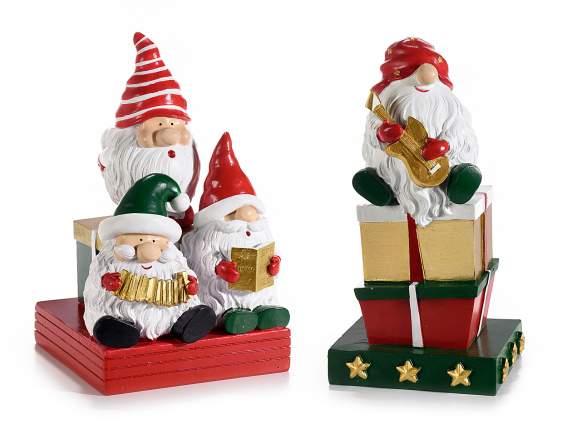 Candle holder in colored and golden resin Gnometti