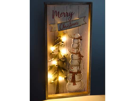 Wooden Christmas picture with bells and led lights to hang