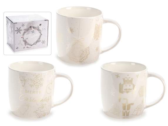 Porcelain cup with pearly champagne decorations w - gift box