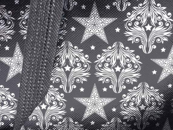 Non-woven fabric bag with shiny silver-like decorations
