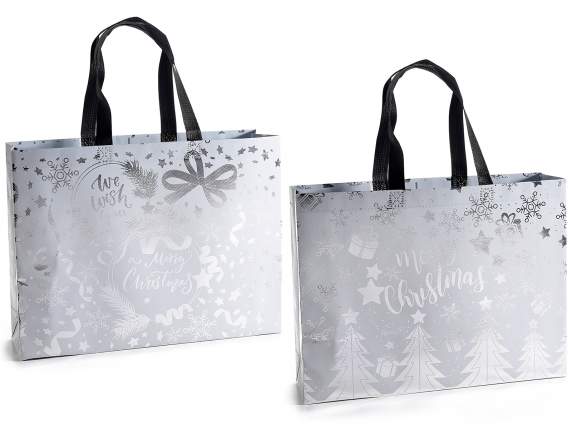 Non-woven fabric bag with silver metallic decorations