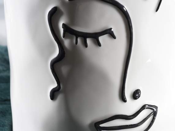 Ensemble de 3 vases en porcelaine à visage de femme effet ma
