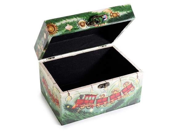 Set 2 cutii din lemn cu inchidere cu carlig decoratiuni