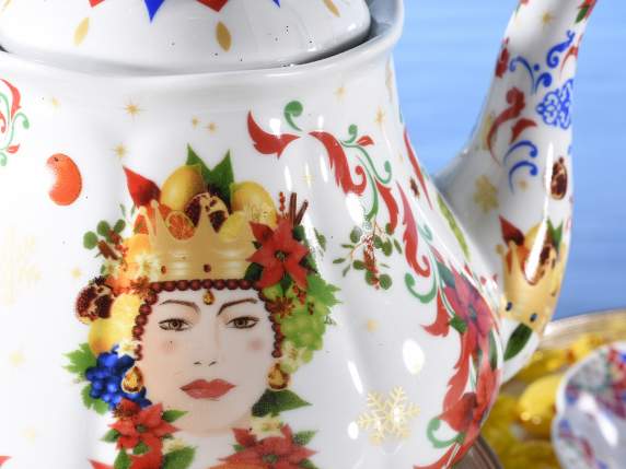 Porcelain teapot with Gusto Mediterraneo decorations