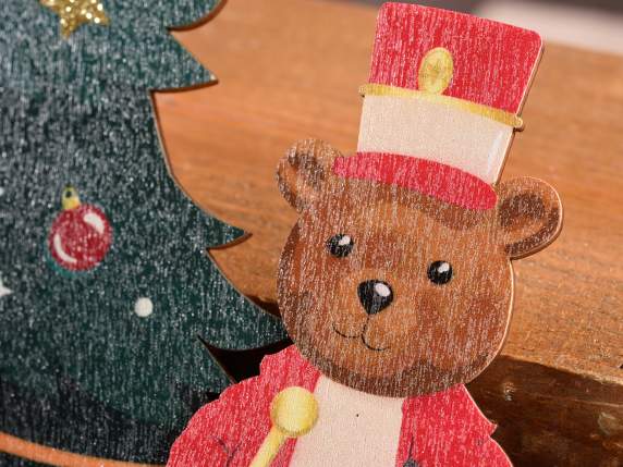 Décoration Noël en métal et bois à suspendre avec lumières