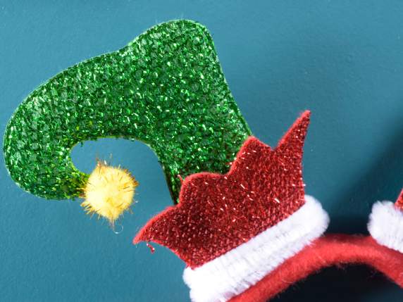 Diadema de tela con botas de elfo en tela lamé