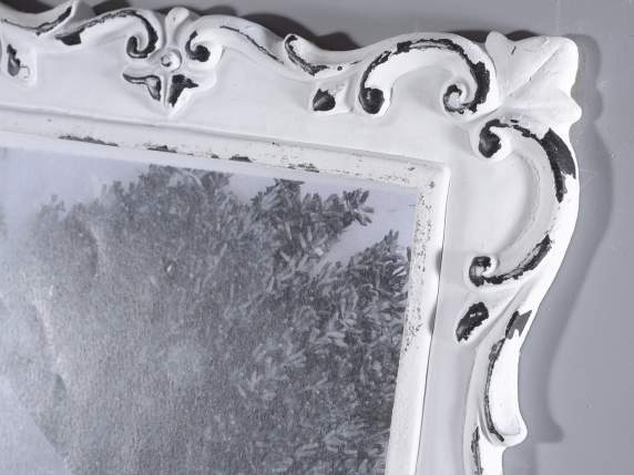 Wooden photo frame with double antique decoration to be plac