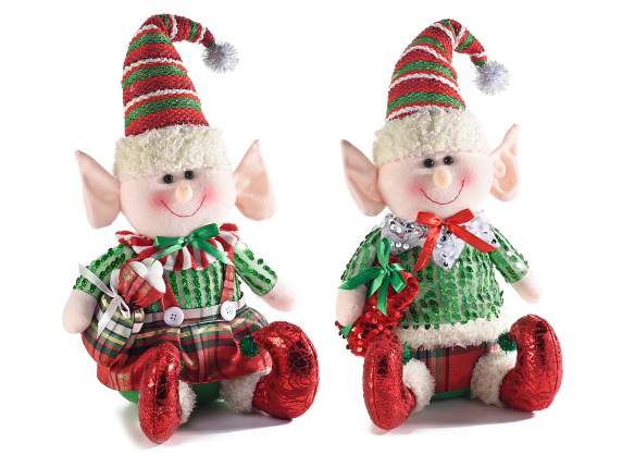 Elf Mom - Dad en tela con detalles de lentejuelas