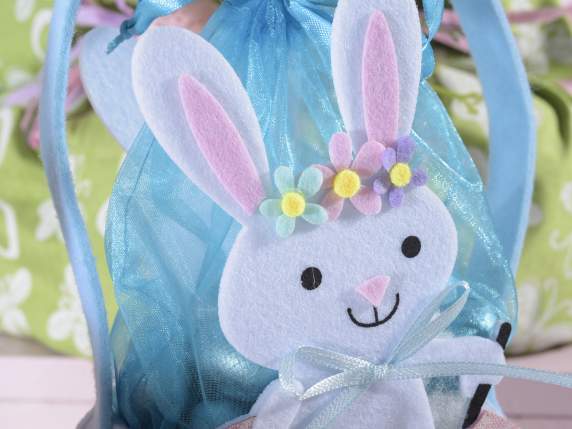 Little egg-shaped cloth bag with rabbit