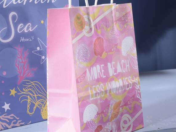 Petit sac-enveloppe en papier à motif marin