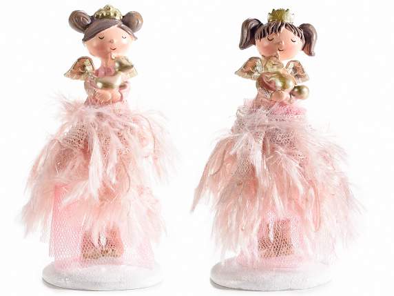 Resin angel w - feather skirt and golden details to be place