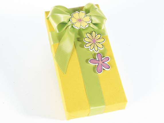 Boîte avec 36 fleurs en bois avec glitter et adhésif